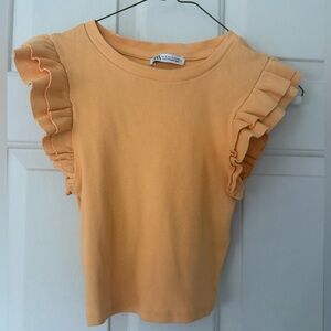 Zara Kids Ruffled Sleeve Tee - Orange